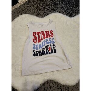 Celebrate! Patriotic sleeveless "stars stripes & sparkle" tee